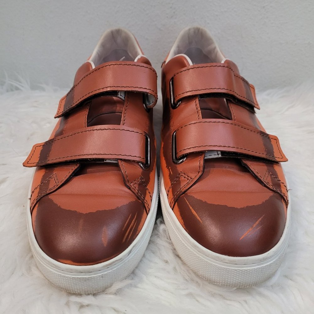 Tod's Men's Orange Printed Leather Double Strap Low Top Sneaker Mens Size 9 - Picture 5 of 11